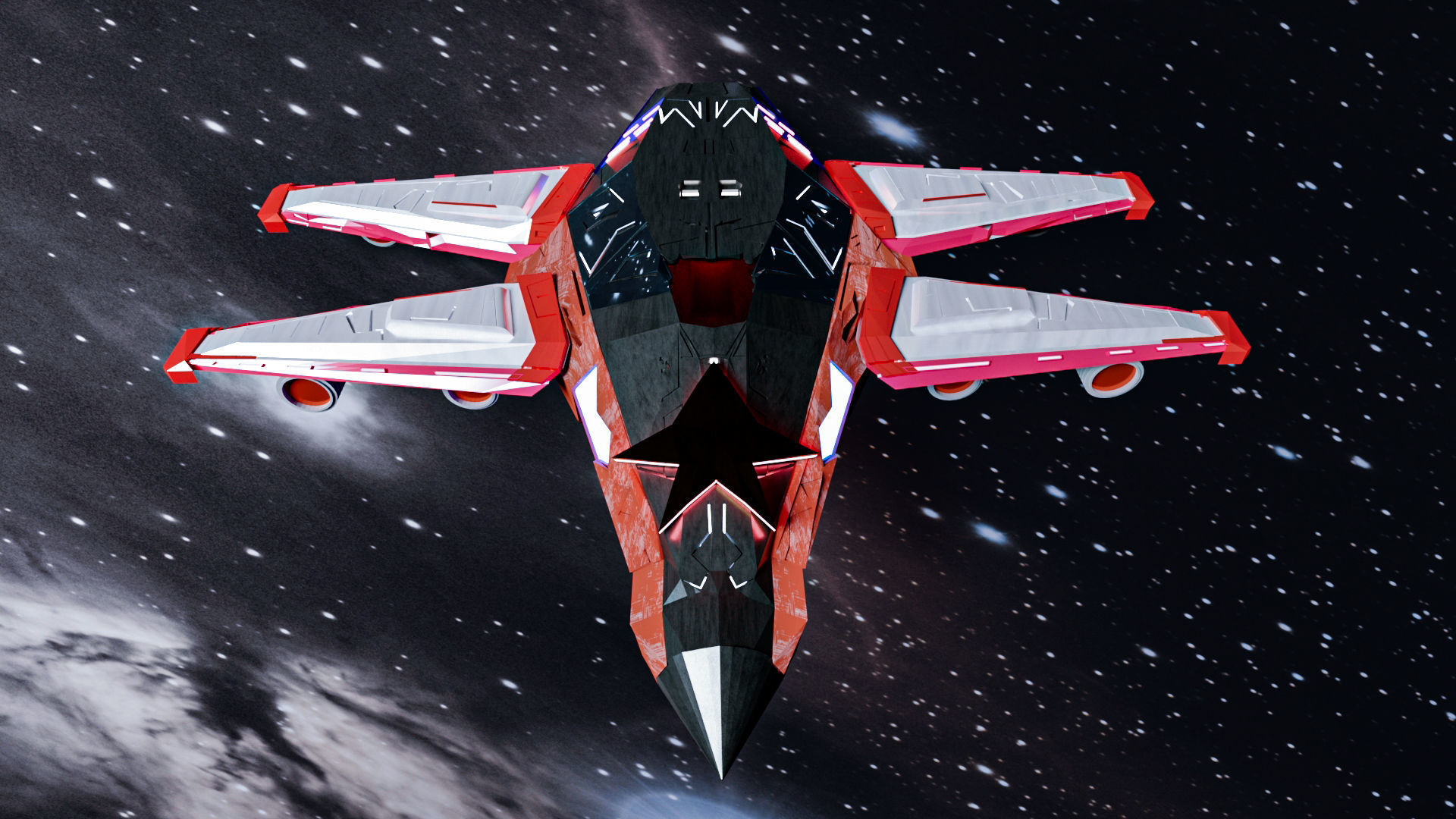 The Spaceship Exterior Low-poly 3D model_2
