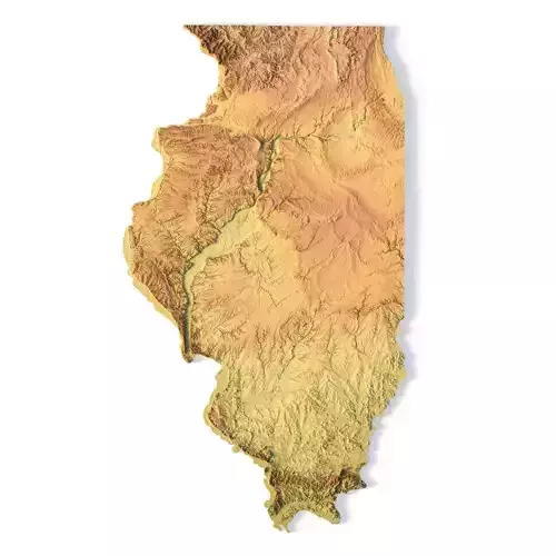 Illinois Topographic Map STL Model