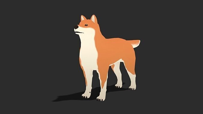 Shiba Dog - NPR Free low-poly 3D model