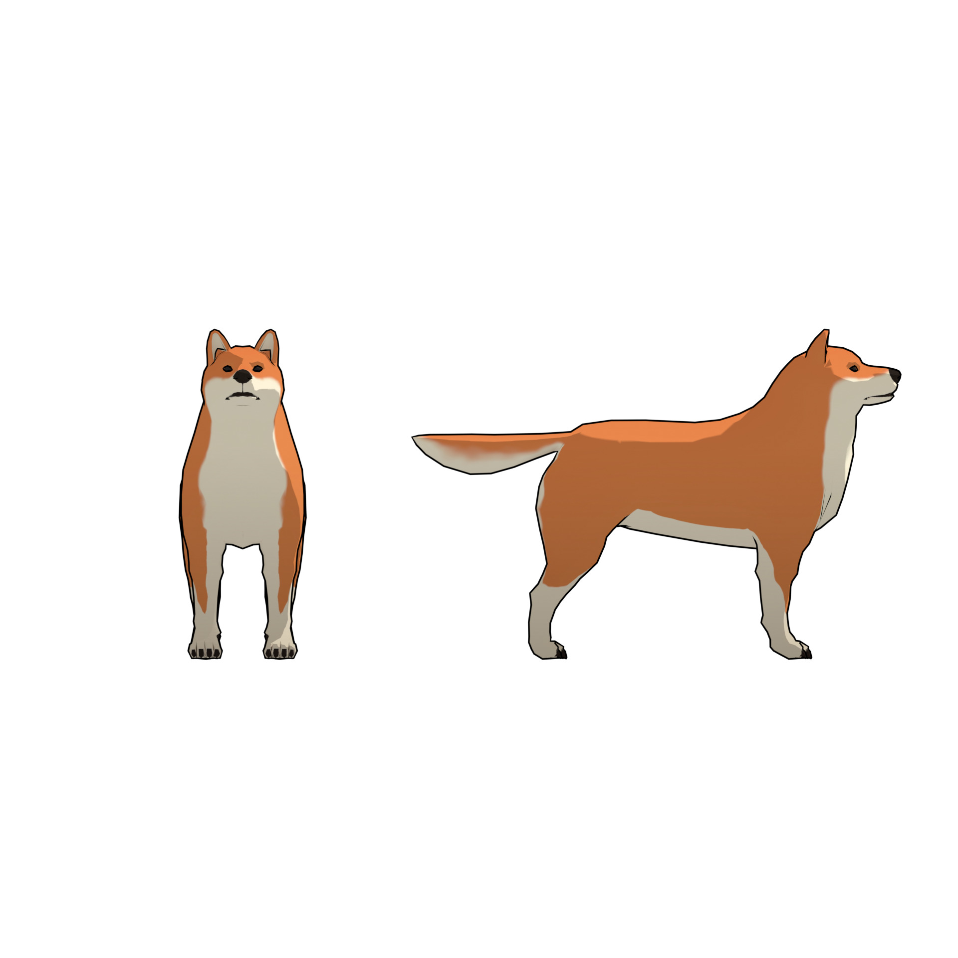 Shiba Dog - NPR Free low-poly 3D model_2
