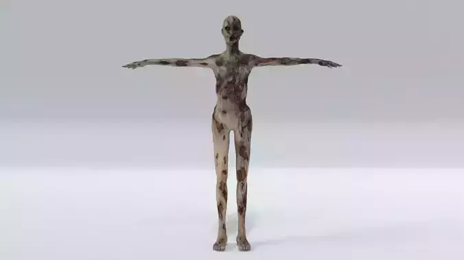 laos Female Skinny Zombie Low-poly 3D model