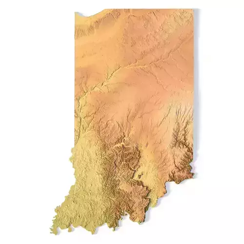 Indiana Topographic Map STL Model