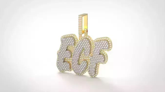Model 1097  ECF Name-Logo Iced Out Diamond Hip Hop Pendant