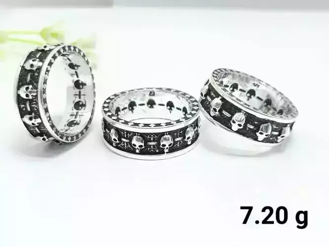 Ring skull with heraldic lily many sizes