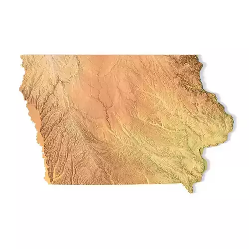 Iowa Topographic Map STL Model