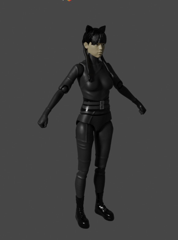 Wednesday Addams Cat Suit - Pre-abbembled Action figure 3D print model_2