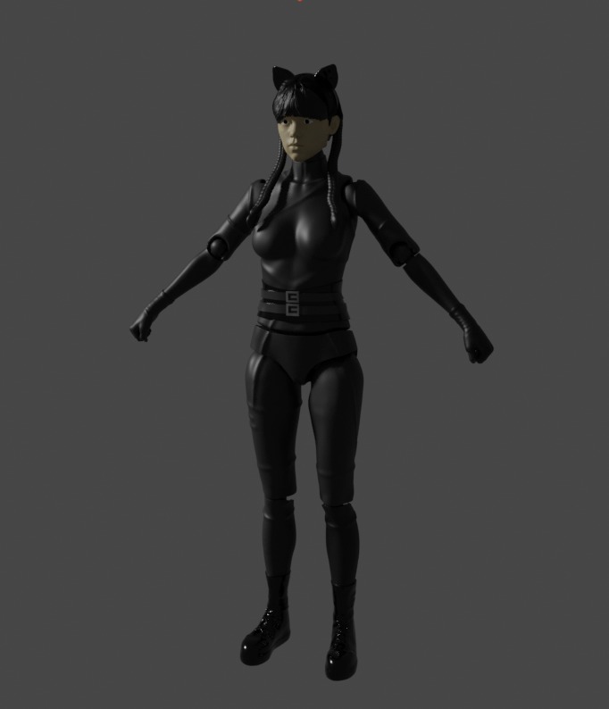 Wednesday Addams Cat Suit - Pre-abbembled Action figure 3D print model_1