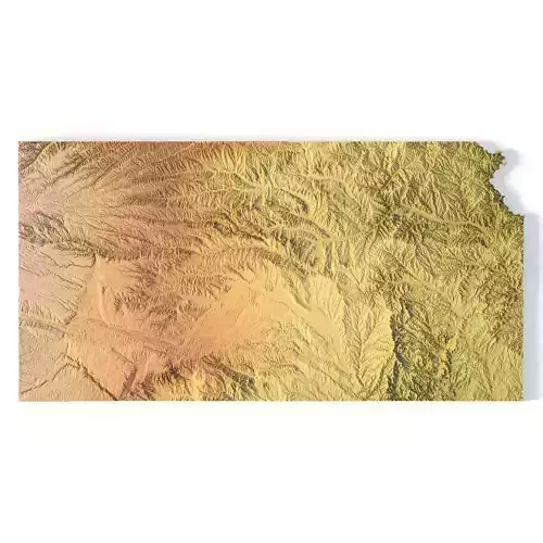 Kansas Topographic Map STL Model