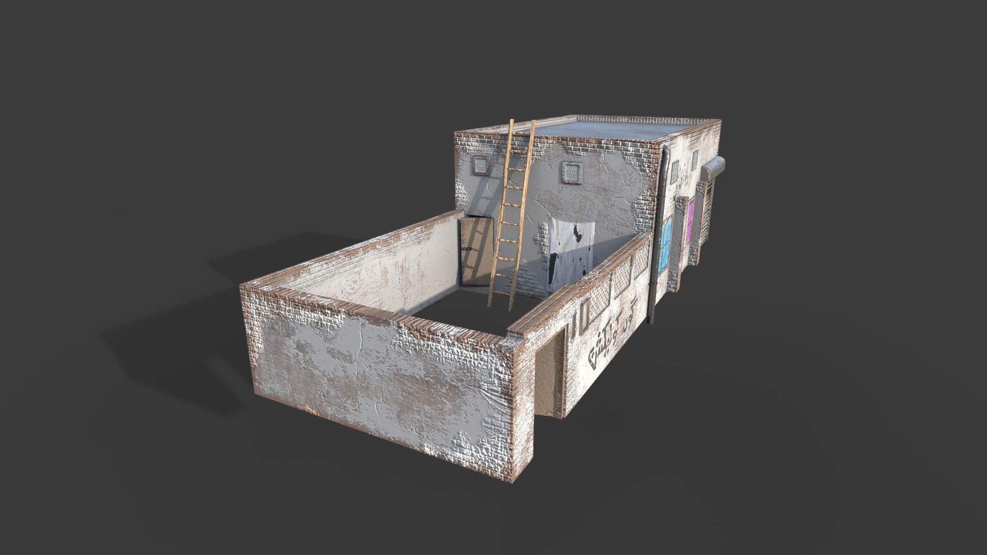 Village House Low-poly 3D model_2