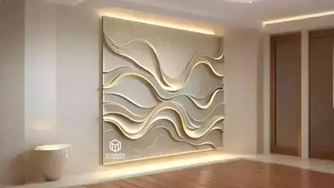 modern panel wall decor set wall relief mural CNC 83  3D model