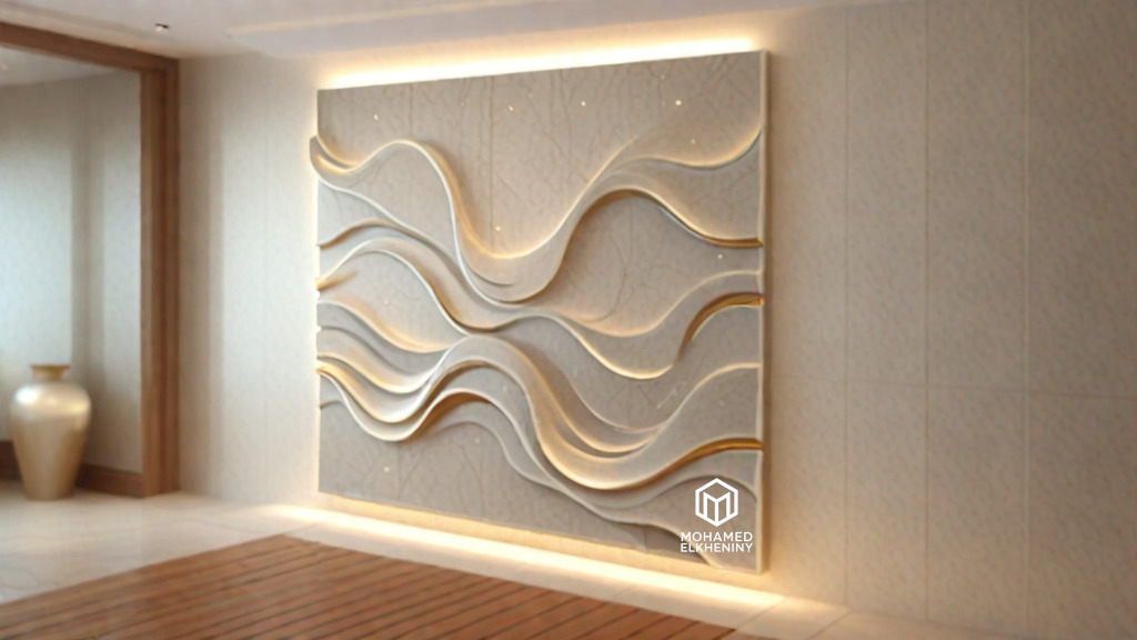 modern panel wall decor set wall relief mural CNC 83  3D model_9