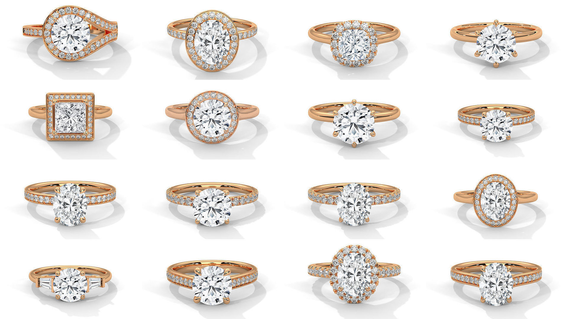 104 Solitaire rings with 360 view animation 3D Model Collection_5