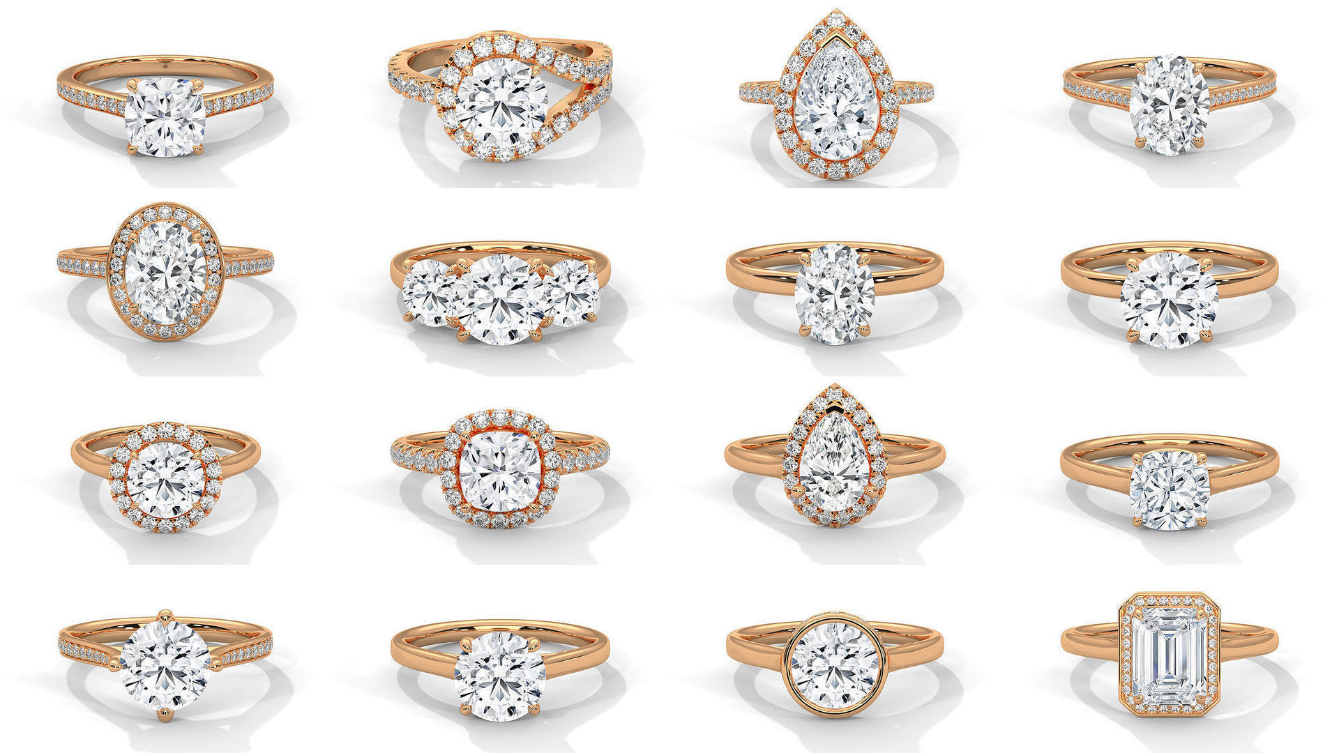 104 Solitaire rings with 360 view animation 3D Model Collection_2