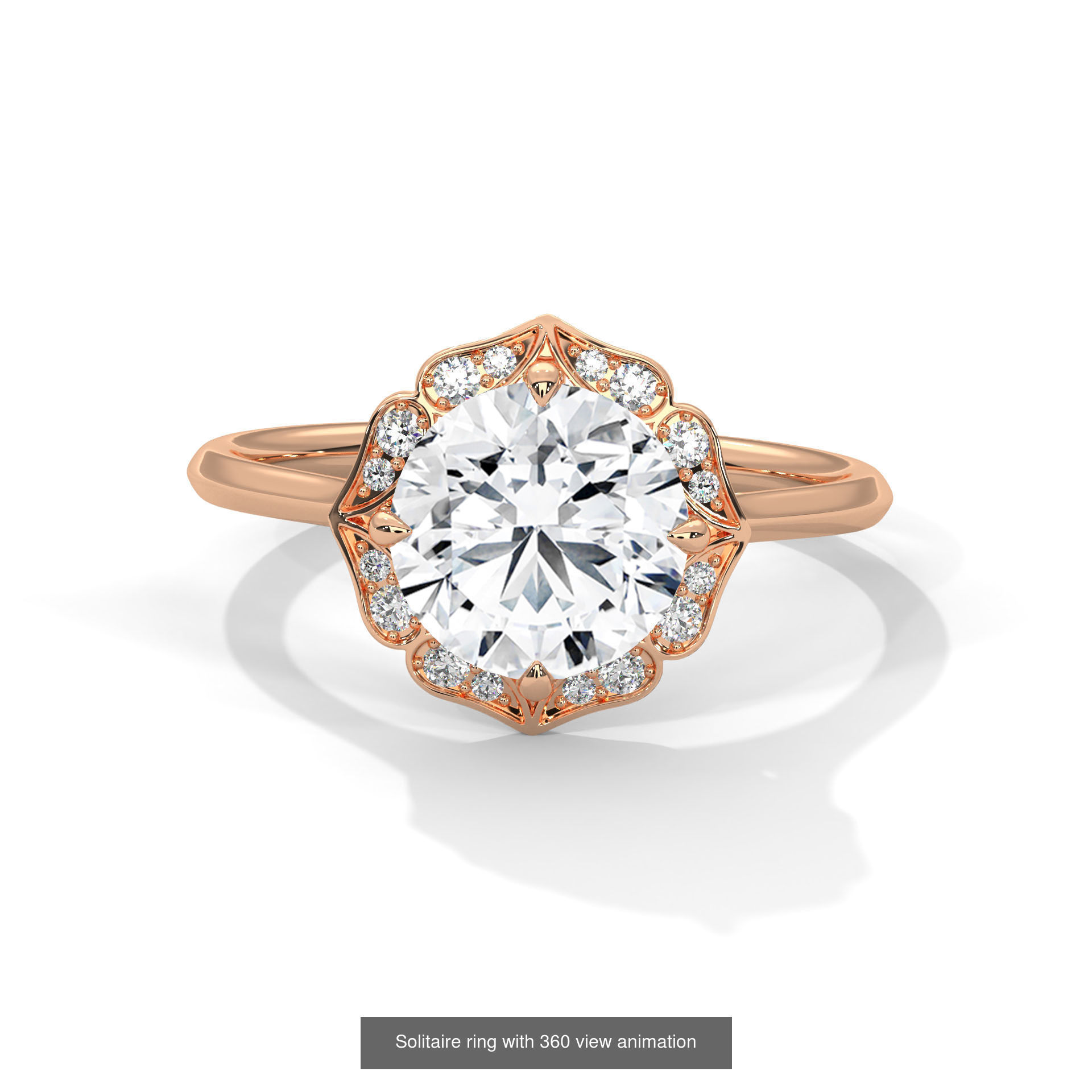 104 Solitaire rings with 360 view animation 3D Model Collection_104