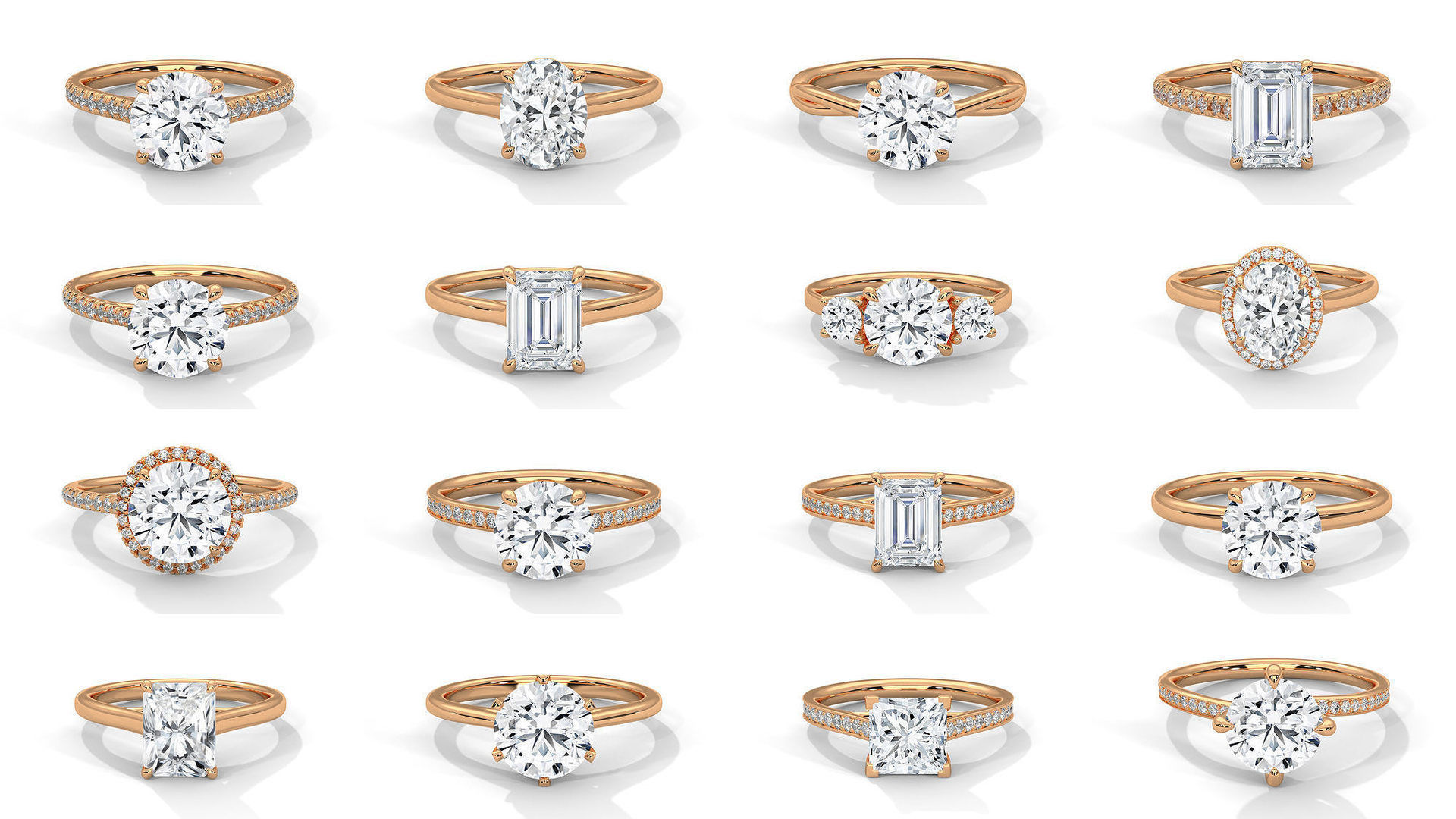 104 Solitaire rings with 360 view animation 3D Model Collection_3