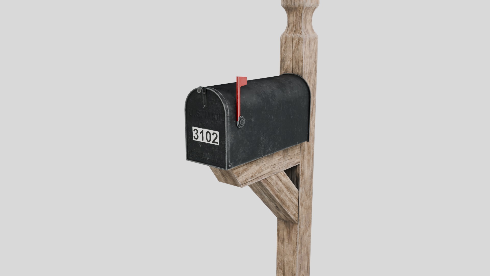 Traditional American Mailbox with 4K Textures Low-poly 3D model_8