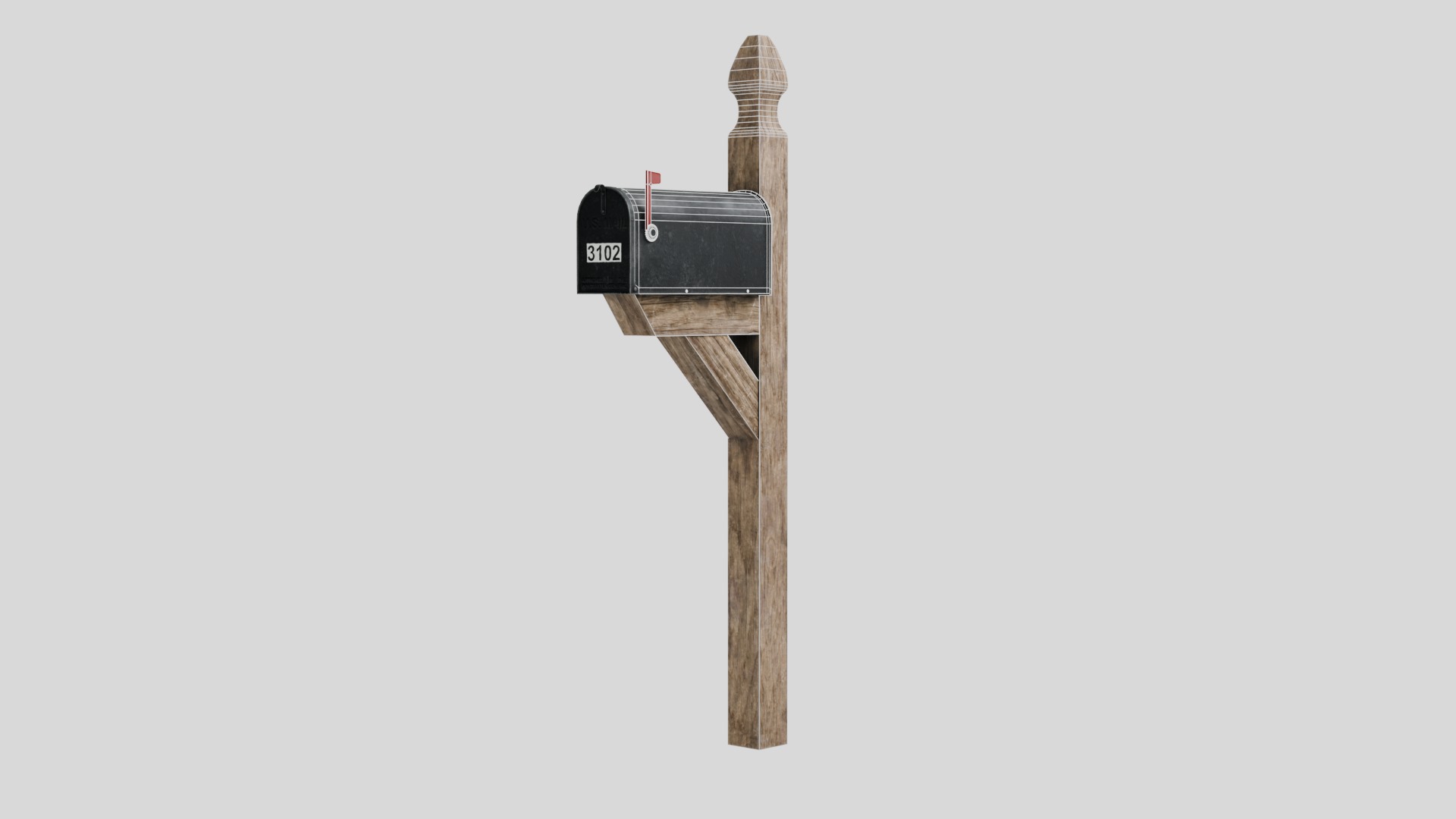Traditional American Mailbox with 4K Textures Low-poly 3D model_2