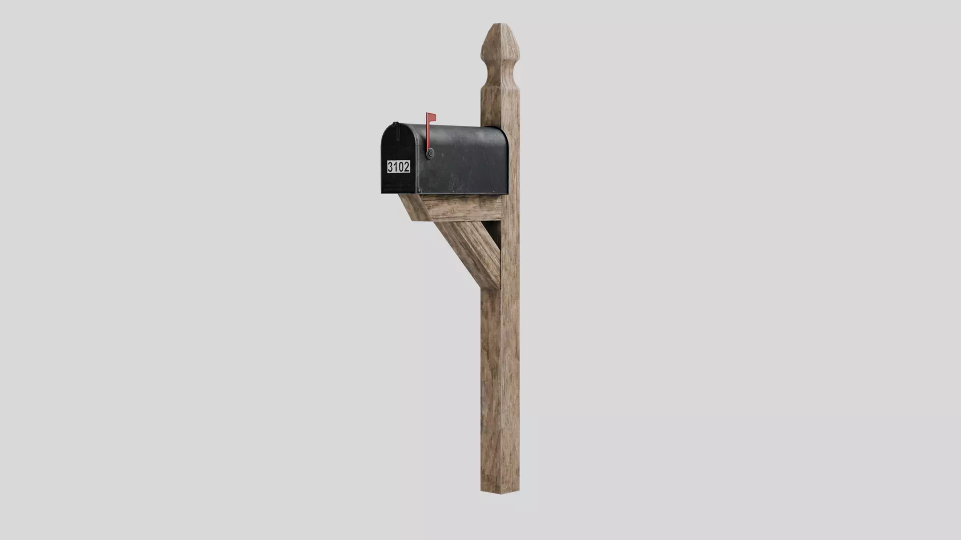 Traditional American Mailbox with 4K Textures Low-poly 3D model_0