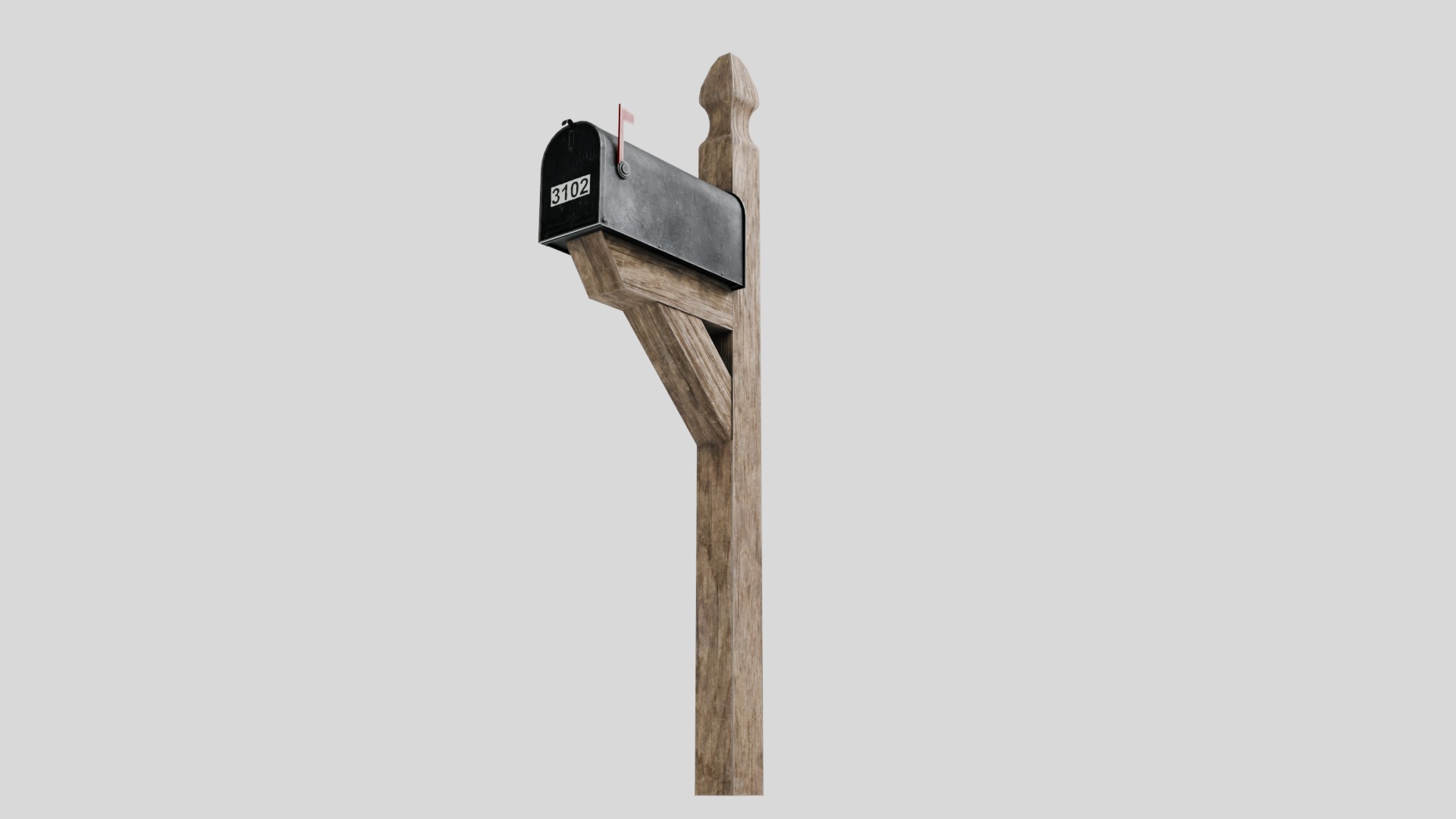 Traditional American Mailbox with 4K Textures Low-poly 3D model_6