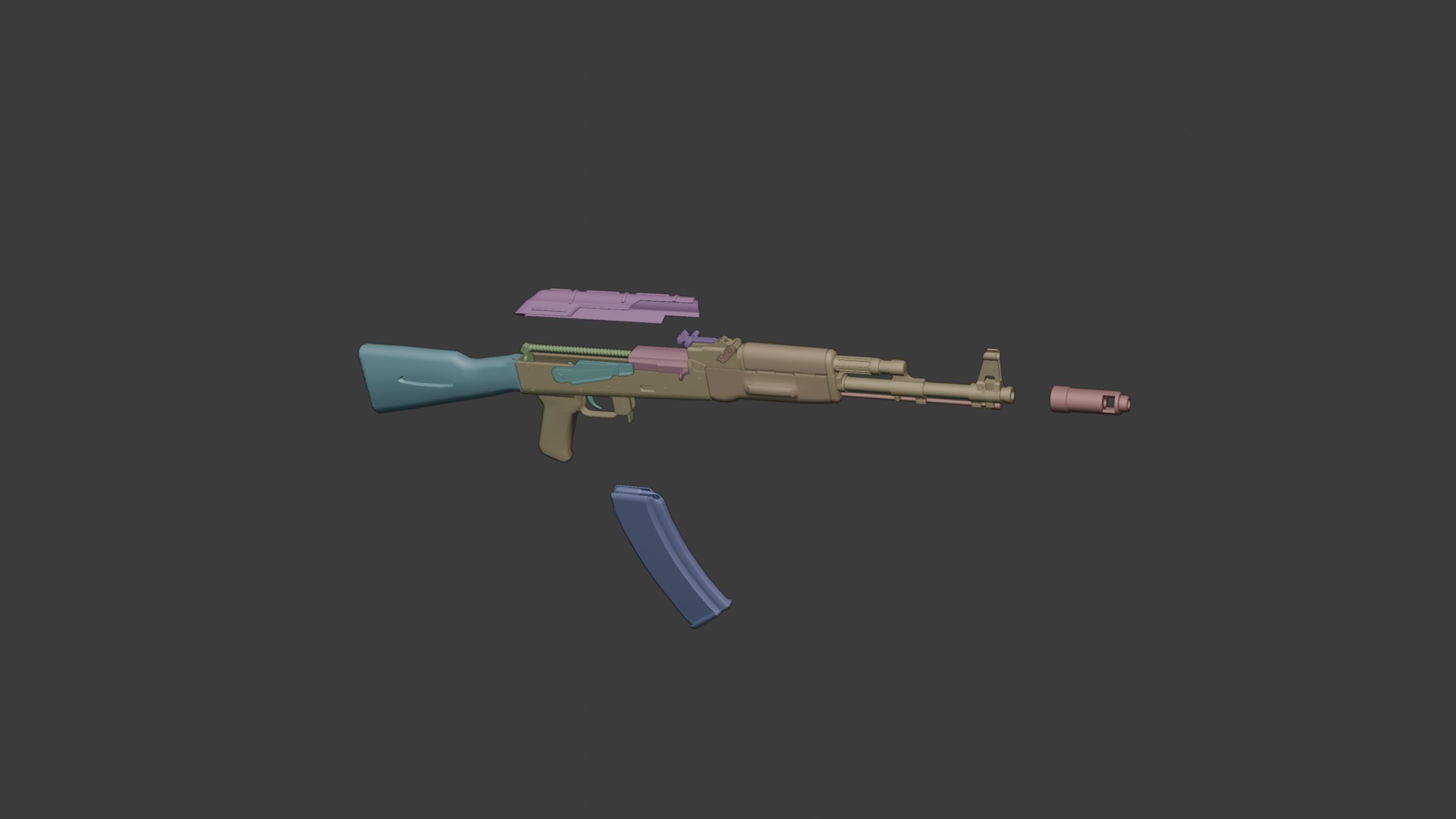 AK-74 assault riffle Low-poly Game ready Free low-poly 3D model_15