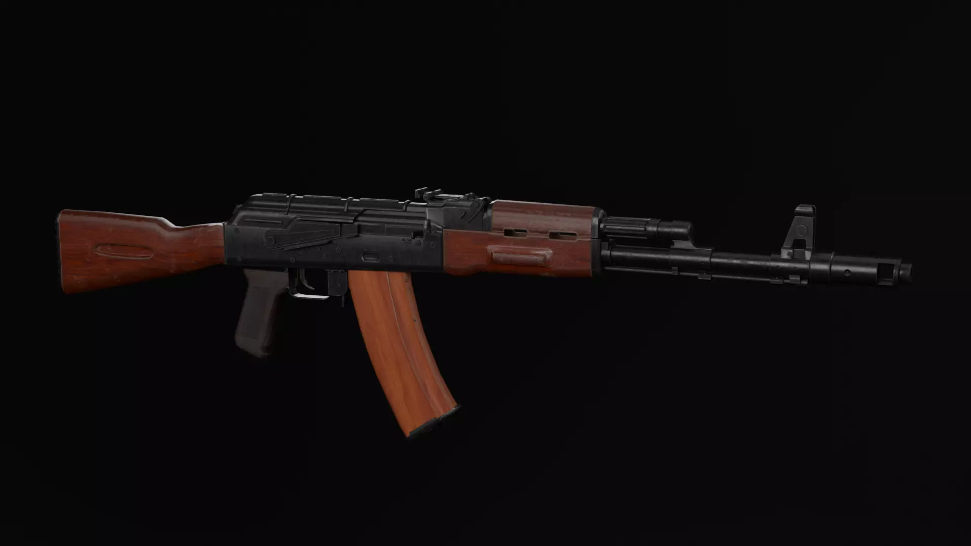 AK-74 assault riffle Low-poly Game ready Free low-poly 3D model_0