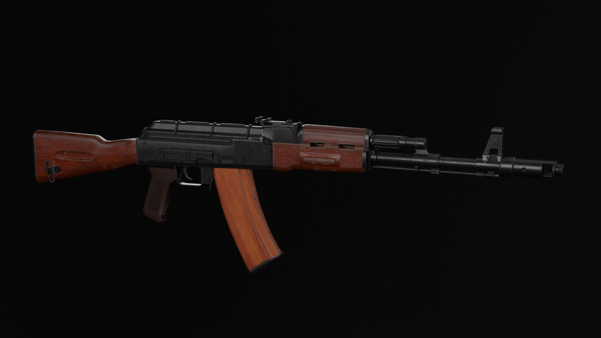 AK-74 assault riffle Low-poly Game ready Free low-poly 3D model_3