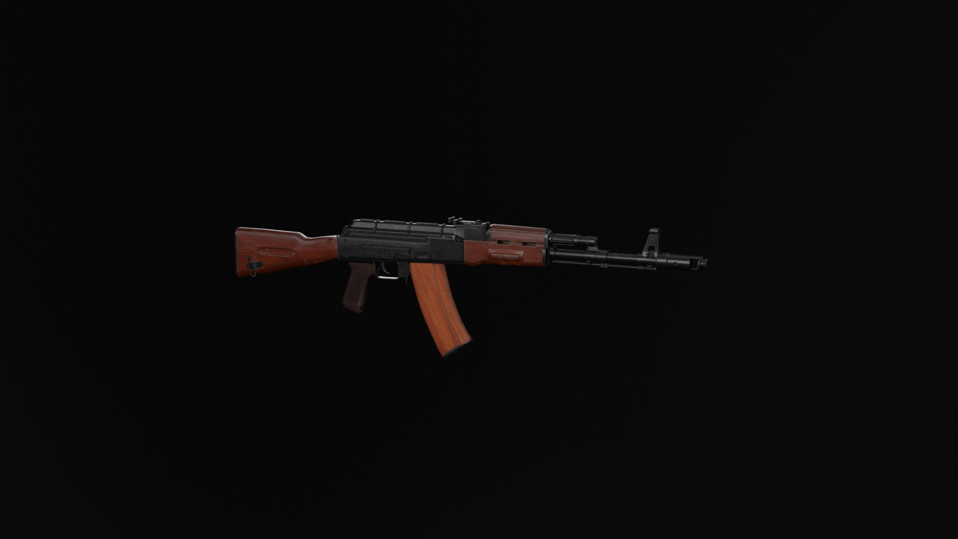 AK-74 assault riffle Low-poly Game ready Free low-poly 3D model_7
