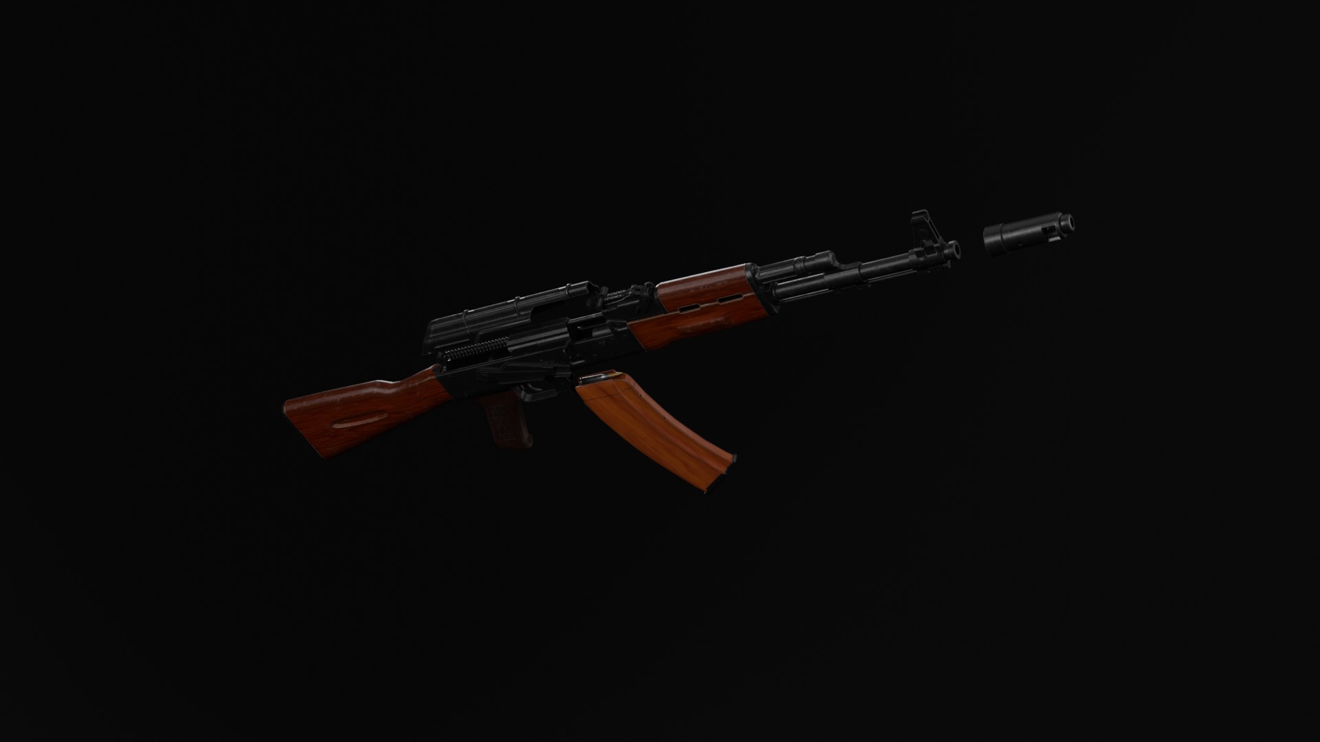 AK-74 assault riffle Low-poly Game ready Free low-poly 3D model_2