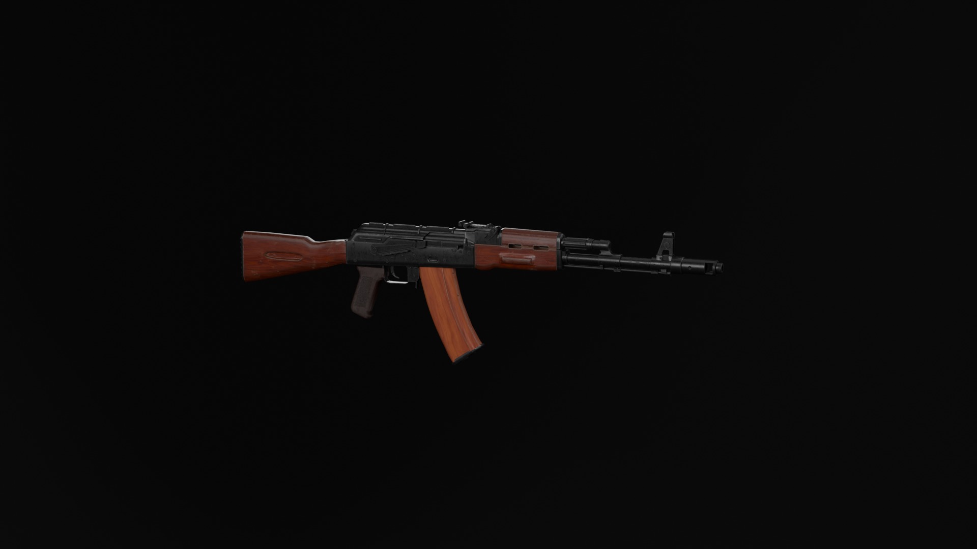 AK-74 assault riffle Low-poly Game ready Free low-poly 3D model_6