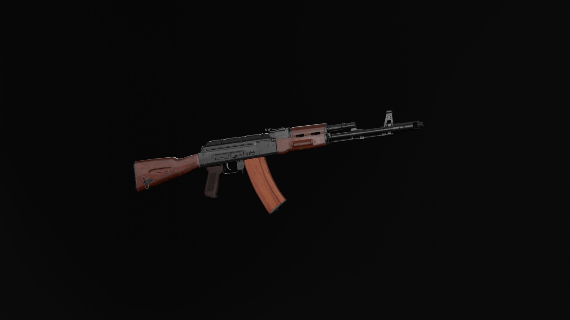 AK-74 assault riffle Low-poly Game ready Free low-poly 3D model_9