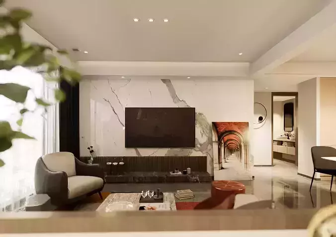 LIVING ROOM AND KITCHEN