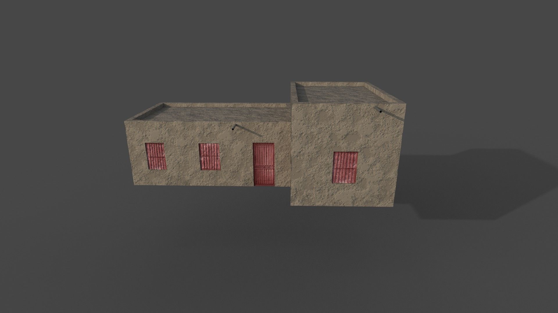 Village Mud House Low-poly 3D model_1
