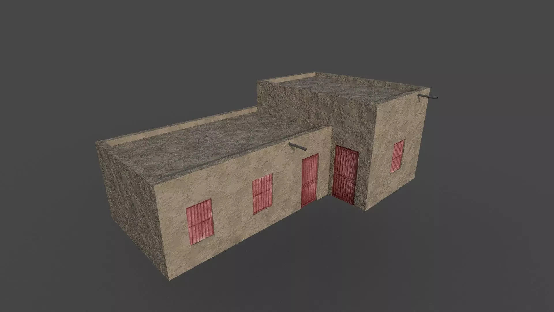 Village Mud House Low-poly 3D model_0