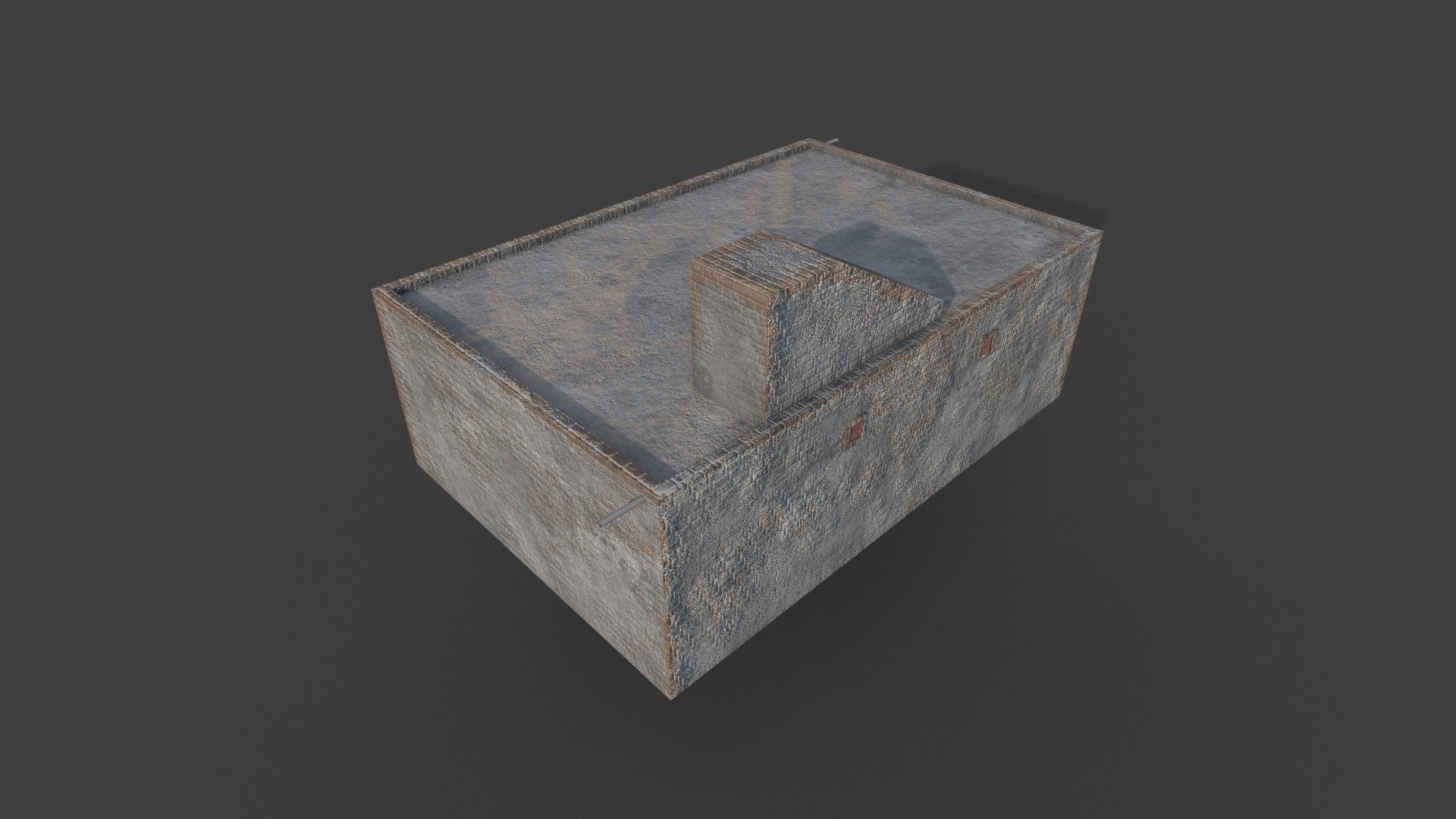 Concrete House 2 Low-poly 3D model_3