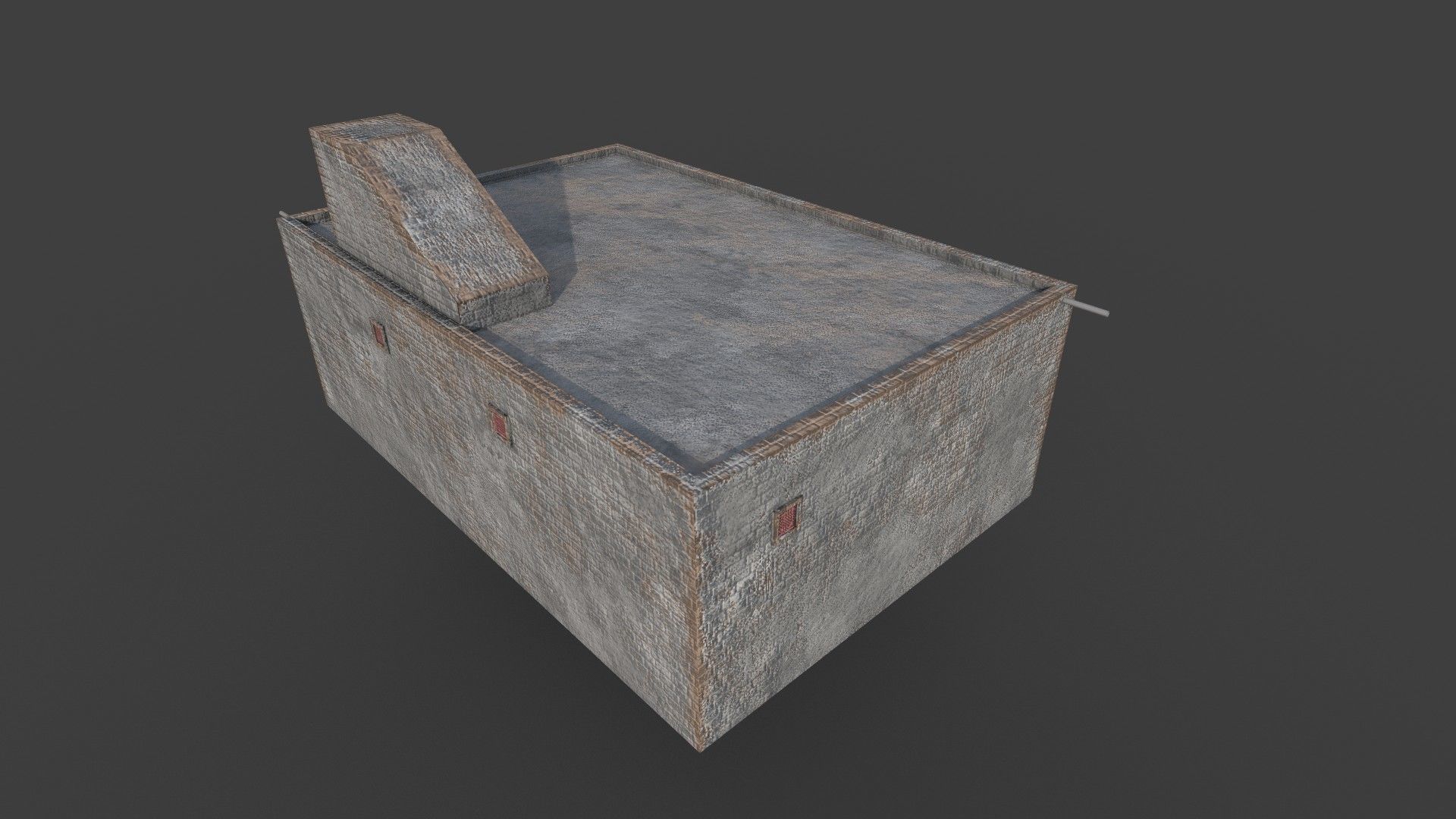 Concrete House 2 Low-poly 3D model_2