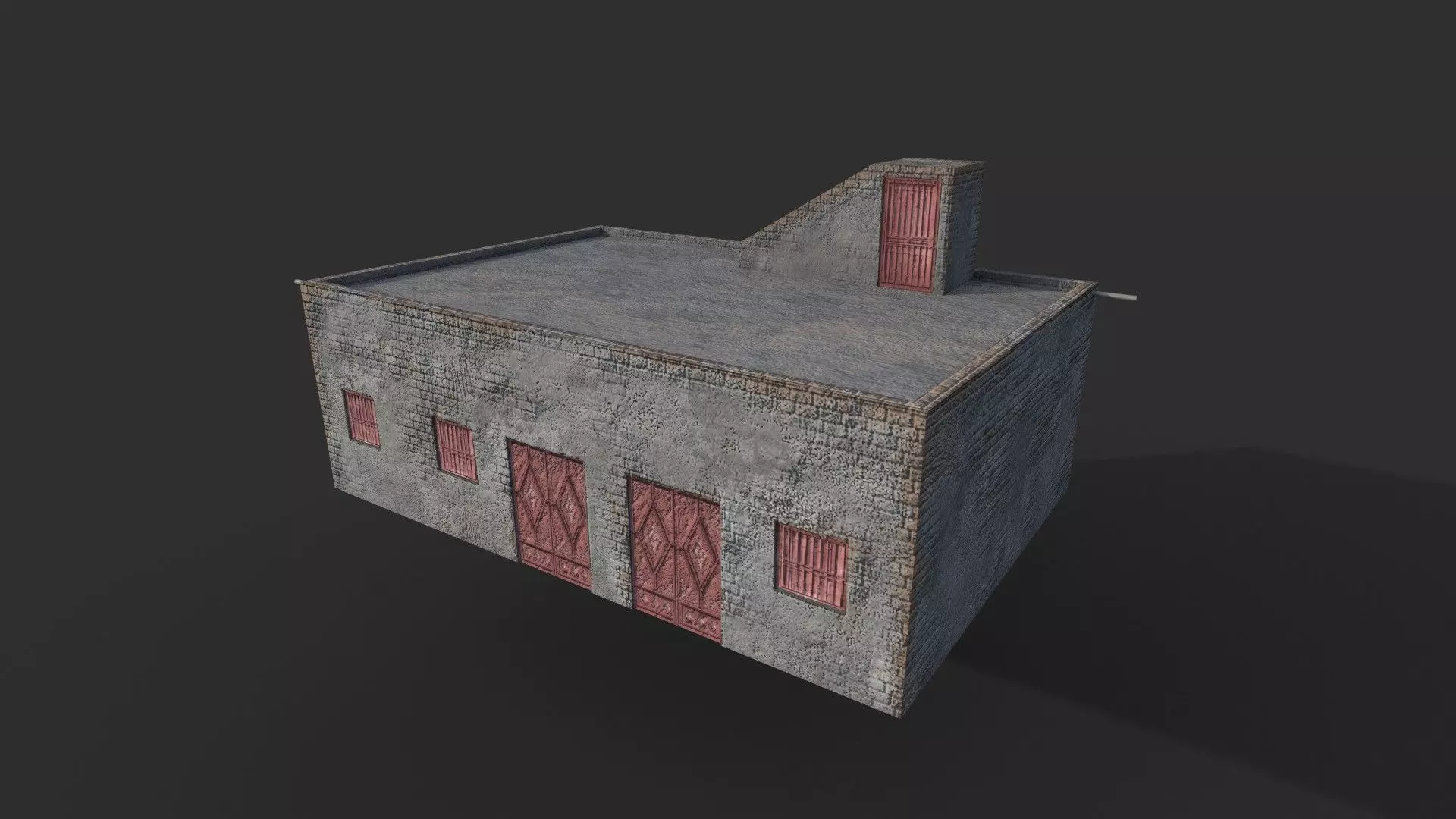 Concrete House 2 Low-poly 3D model_0