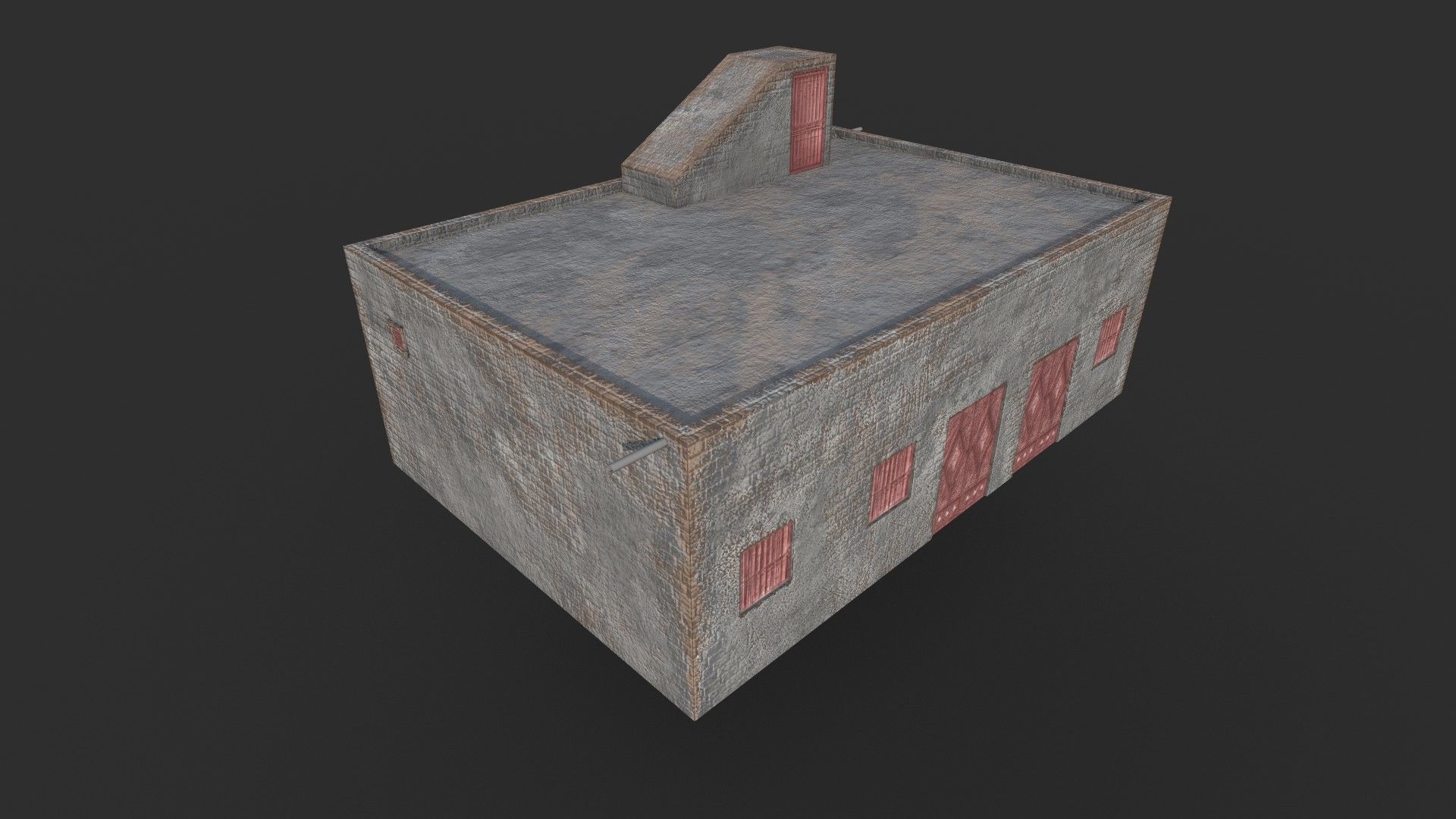 Concrete House 2 Low-poly 3D model_1