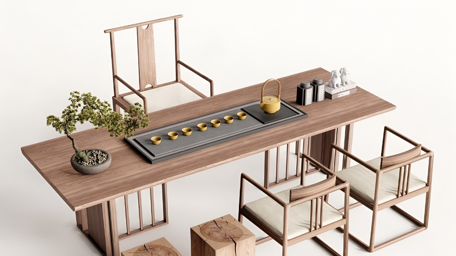 New Chinese tea table 3D model_4