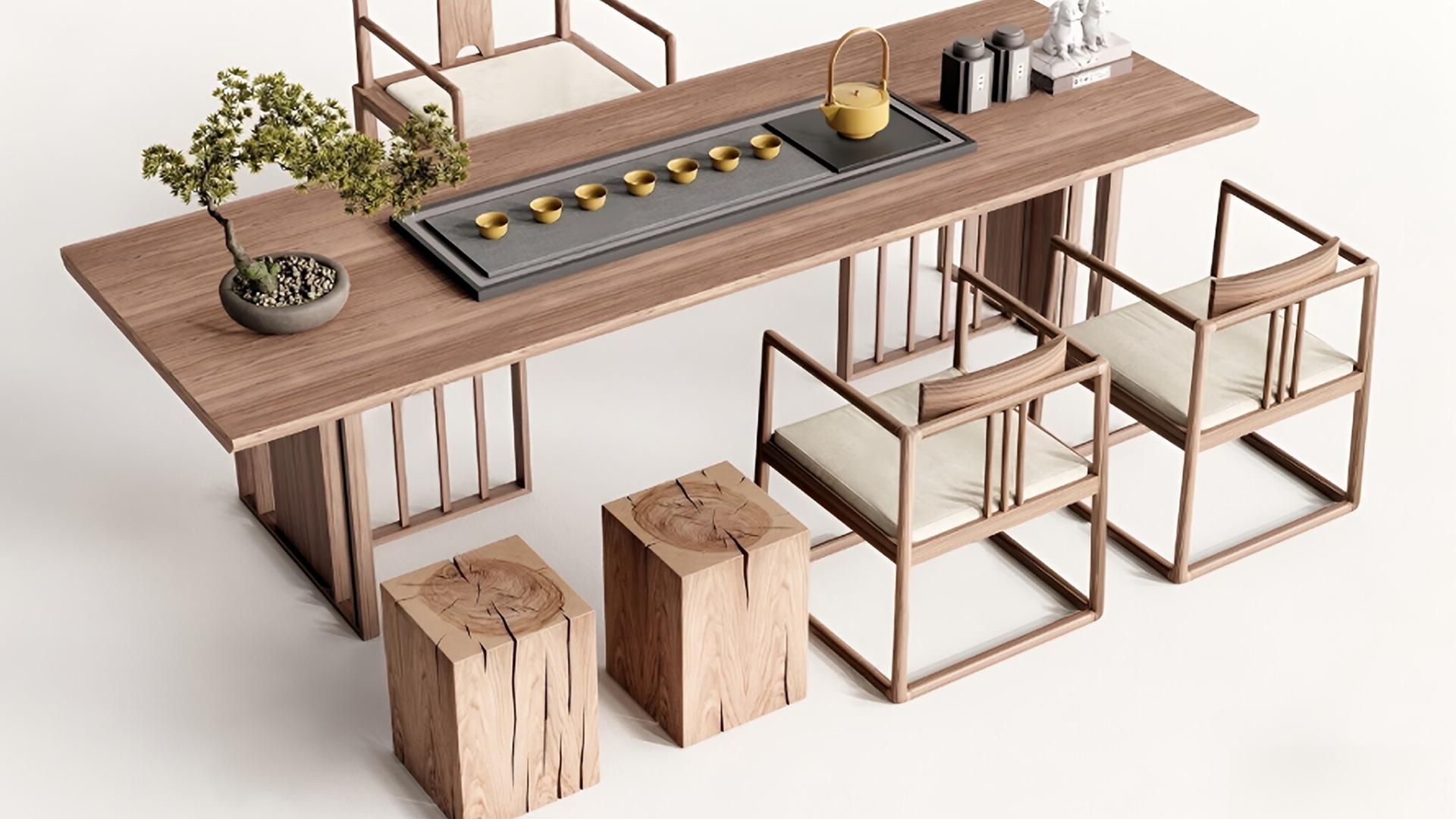 New Chinese tea table 3D model_3