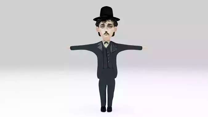 Character Chaplin Lowpoly  rigged  