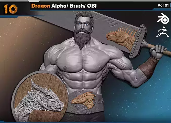Dragon Alpha Brush-3D Model Vol 01 3D model
