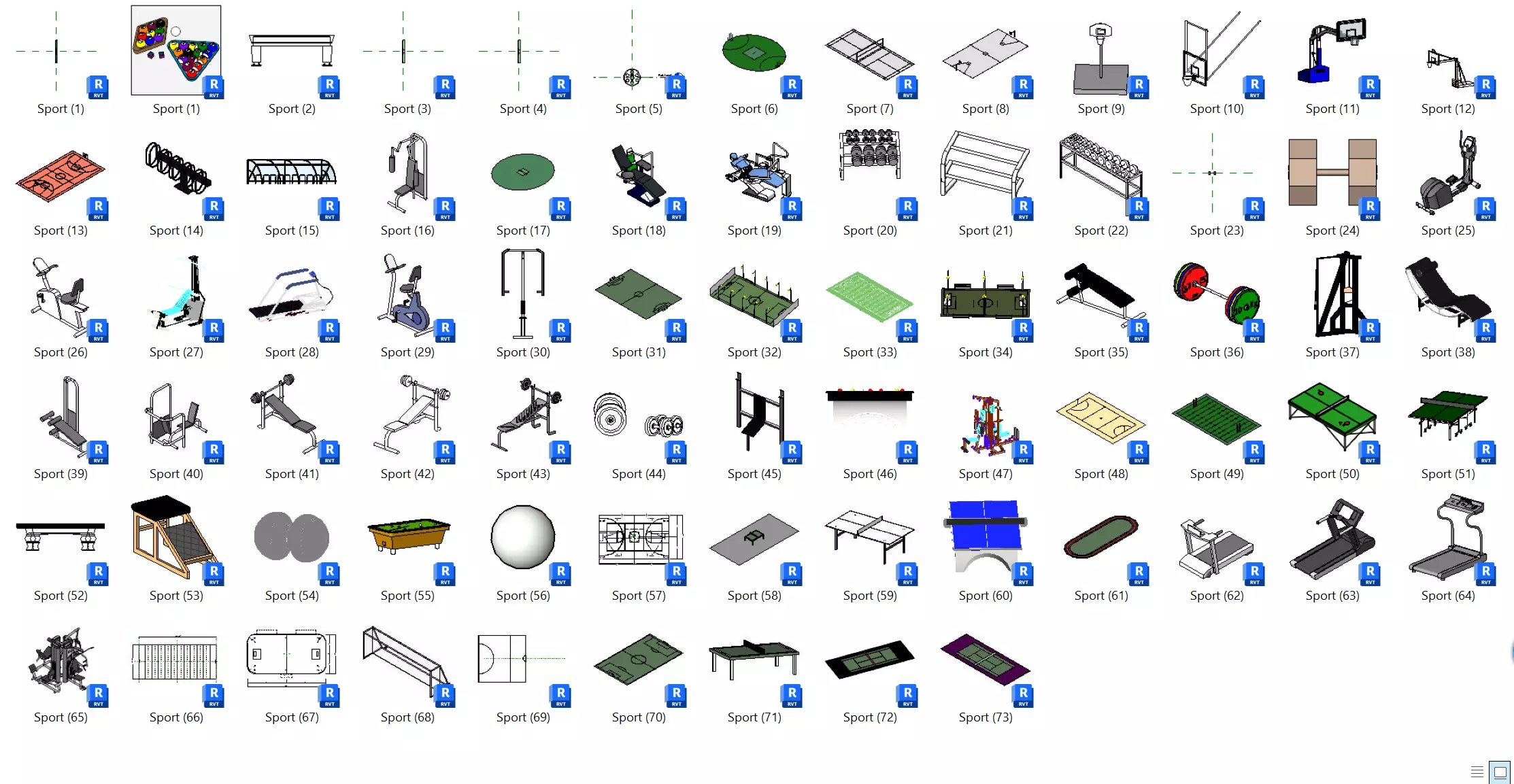 73 sports equipment suitable for all types of design for revit 3D model