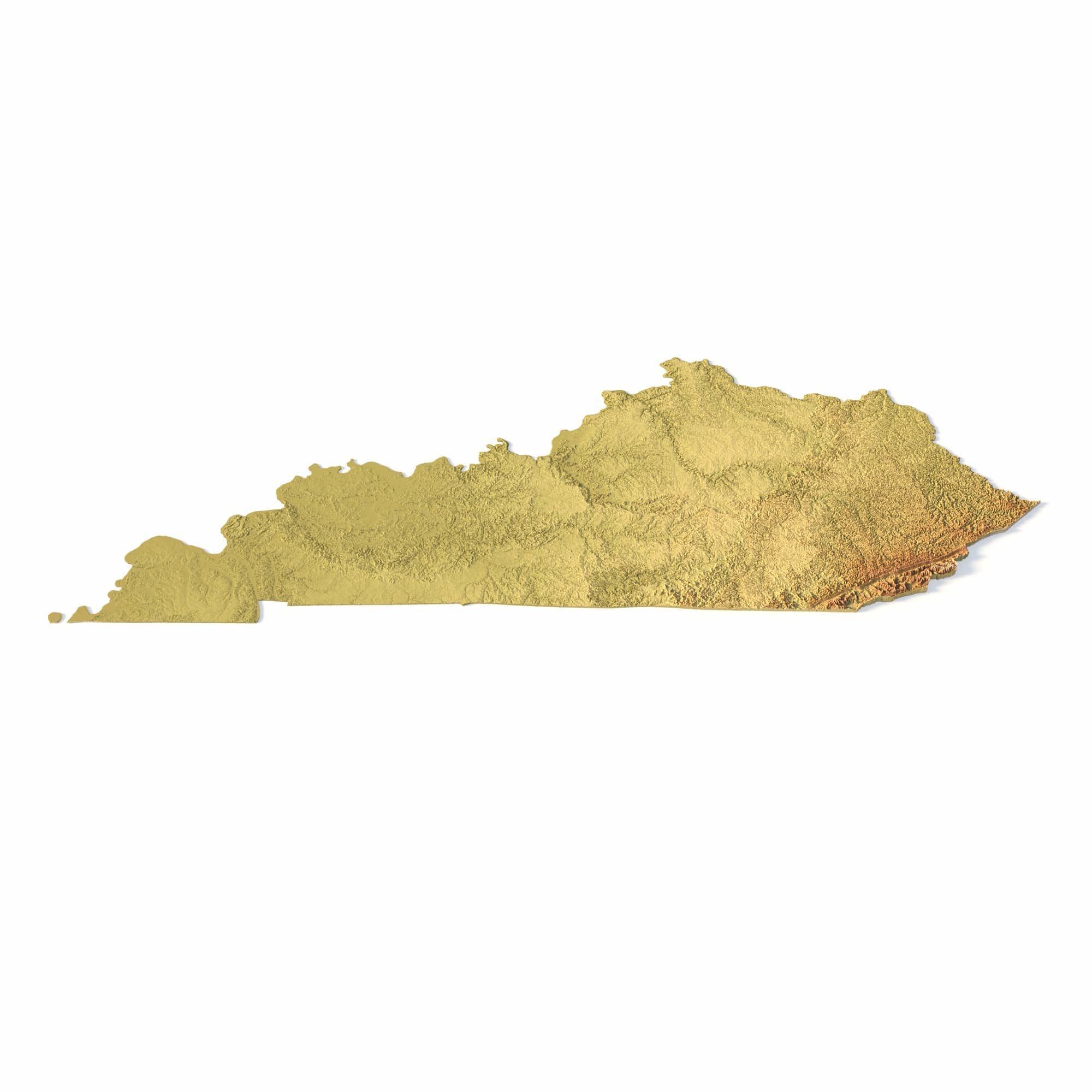 Kentucky Topographic Map STL Model 3D print model_4