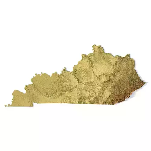 Kentucky Topographic Map STL Model