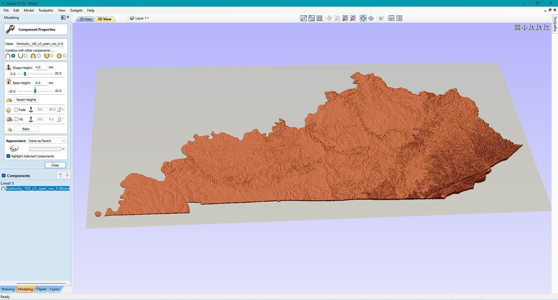 Kentucky Topographic Map STL Model 3D print model_7
