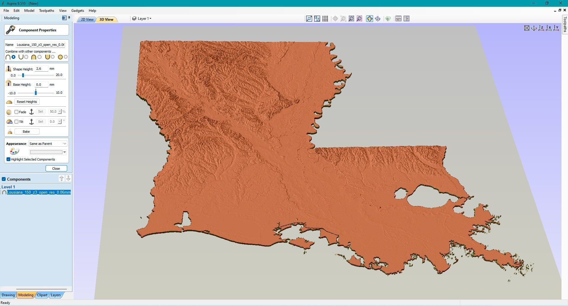 Louisiana Topographic Map STL Model 3D print model_7