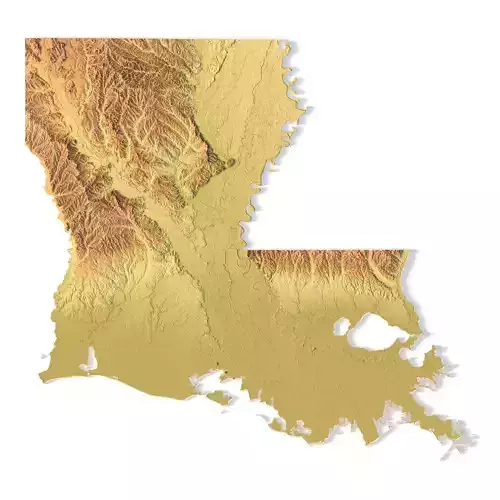 Louisiana Topographic Map STL Model 3D print model Louisiana Topographic Map STL Model 3D print model