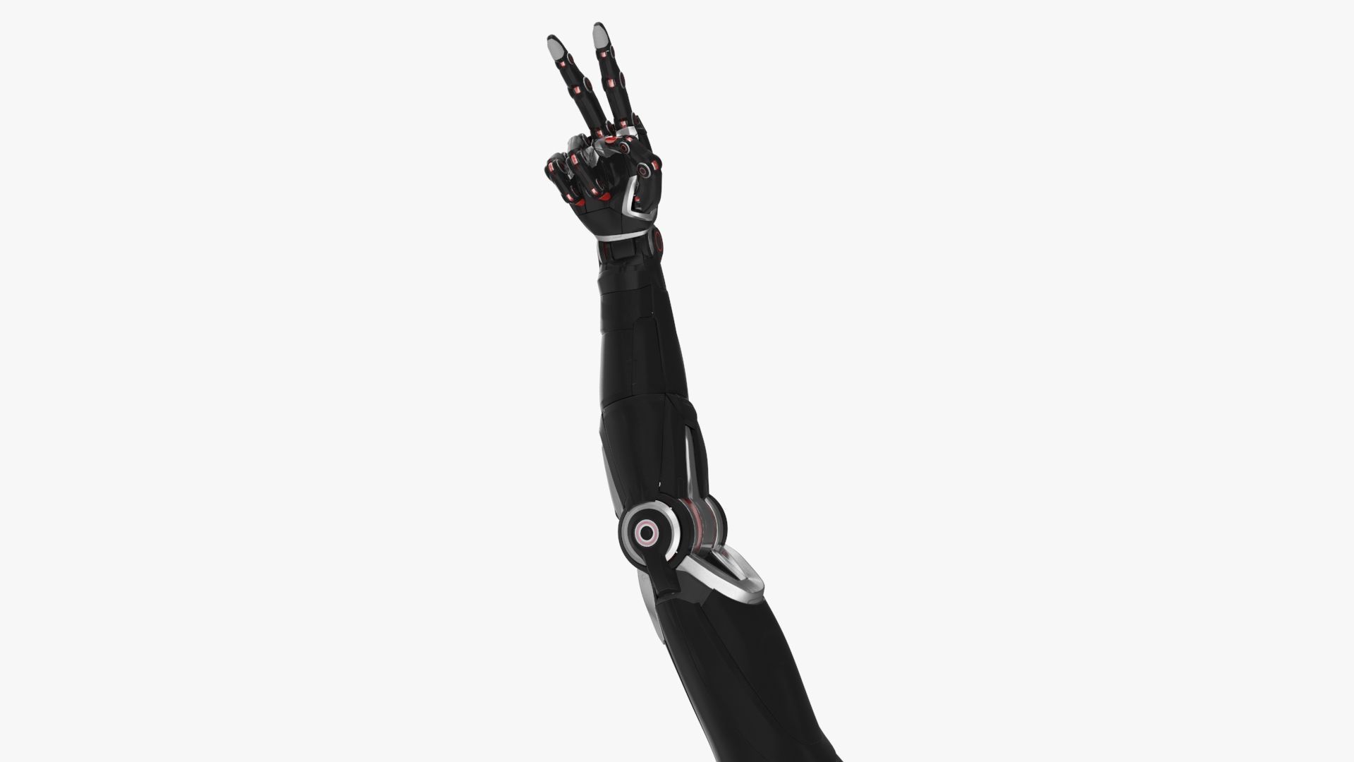 Cyborg arm shows peace 3D model_8
