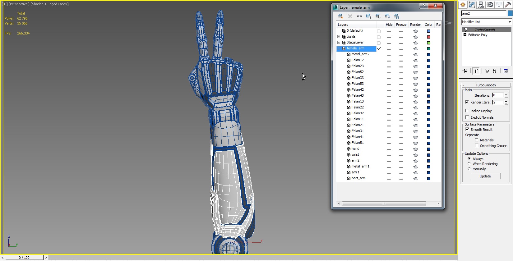 Cyborg arm shows peace 3D model_14