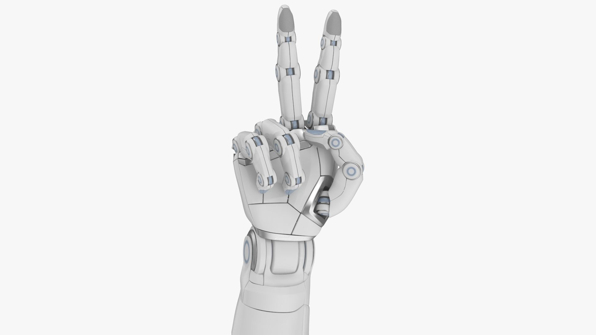 Cyborg arm shows peace 3D model_4